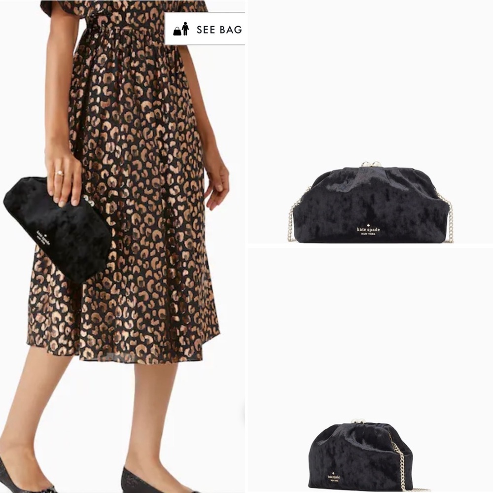 Kate Spade Scrunchy Velvet Convertible evening Clutch